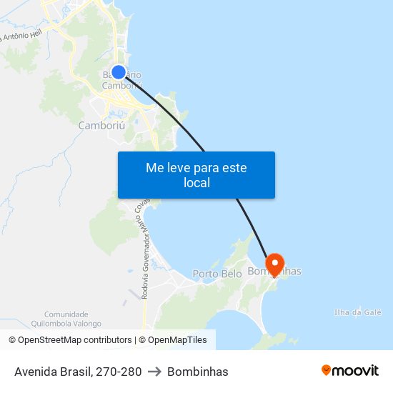 Avenida Brasil, 270-280 to Bombinhas map