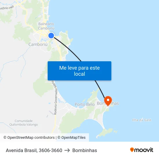 Avenida Brasil, 3606-3660 to Bombinhas map