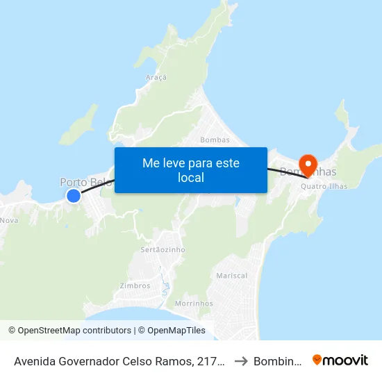 Avenida Governador Celso Ramos, 2177-2189 to Bombinhas map
