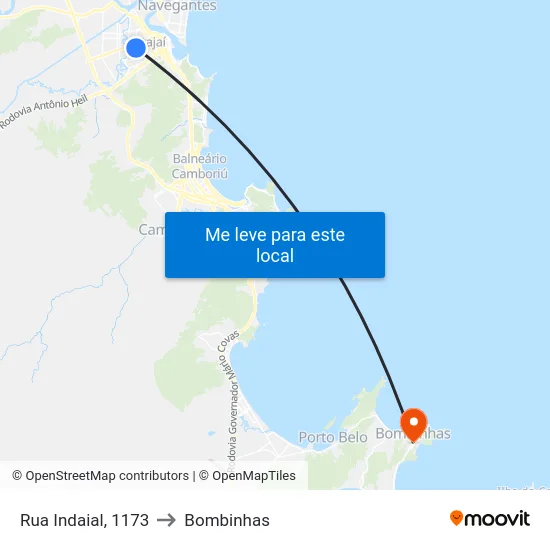 Rua Indaial, 1173 to Bombinhas map