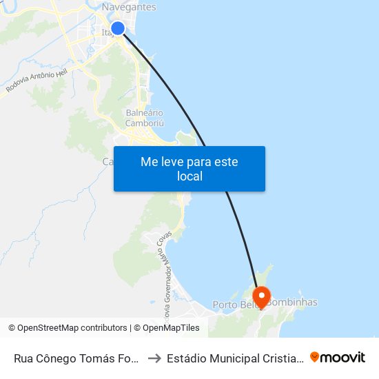 Rua Cônego Tomás Fontes, 276 to Estádio Municipal Cristiano Cunha map