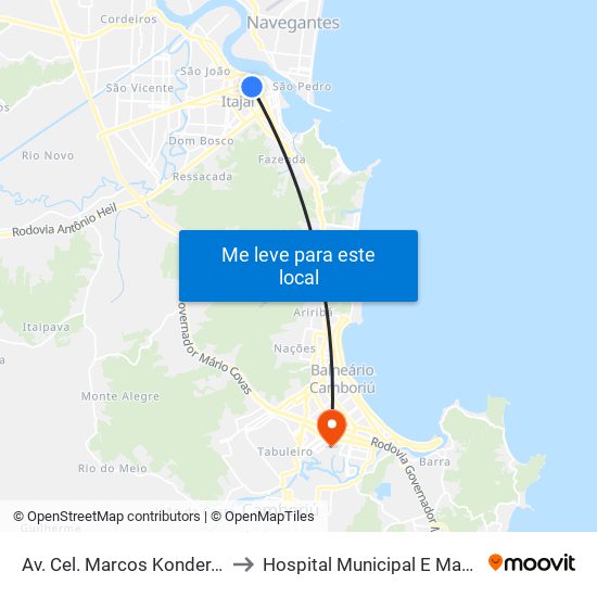 Av. Cel. Marcos Konder, 387 | Fort Atacadista to Hospital Municipal E Maternidade Ruth Cardoso map