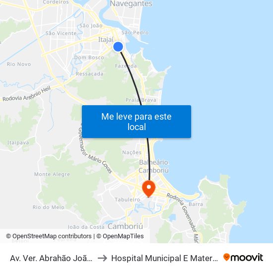 Av. Ver. Abrahão João Francisco, 236 to Hospital Municipal E Maternidade Ruth Cardoso map