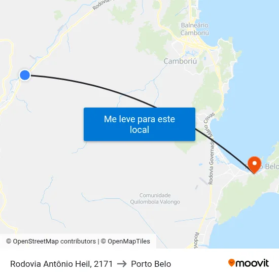 Rodovia Antônio Heil, 2171 to Porto Belo map