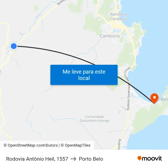 Rodovia Antônio Heil, 1557 to Porto Belo map