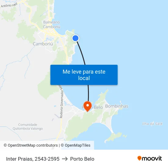 Inter Praias, 2543-2595 to Porto Belo map