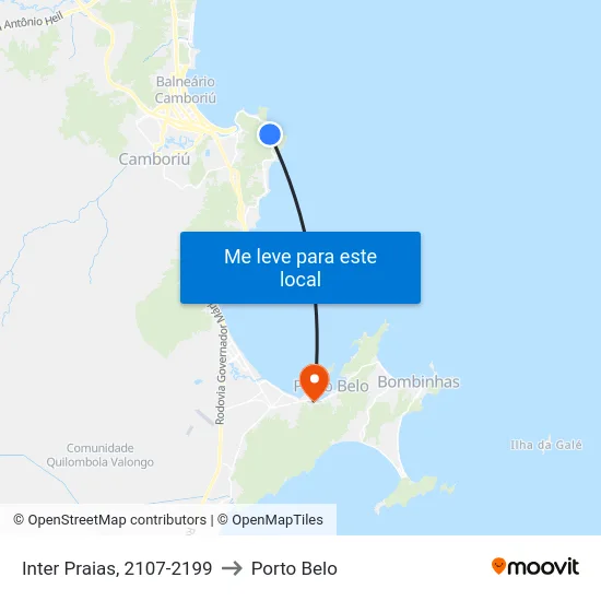 Inter Praias, 2107-2199 to Porto Belo map