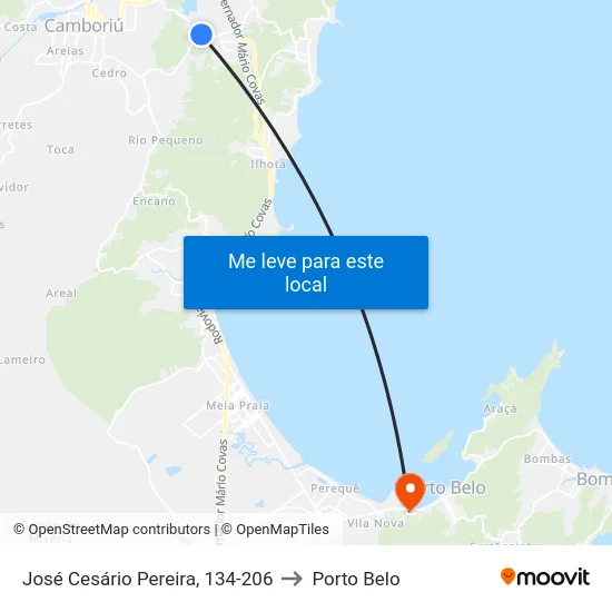 José Cesário Pereira, 134-206 to Porto Belo map