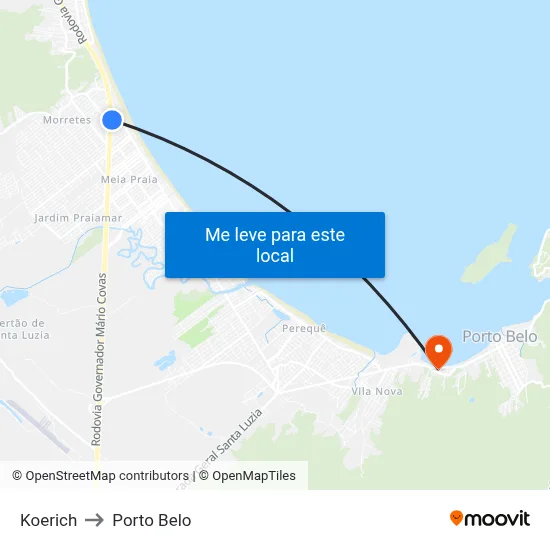 Koerich to Porto Belo map