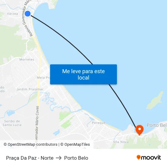 Praça Da Paz - Norte to Porto Belo map