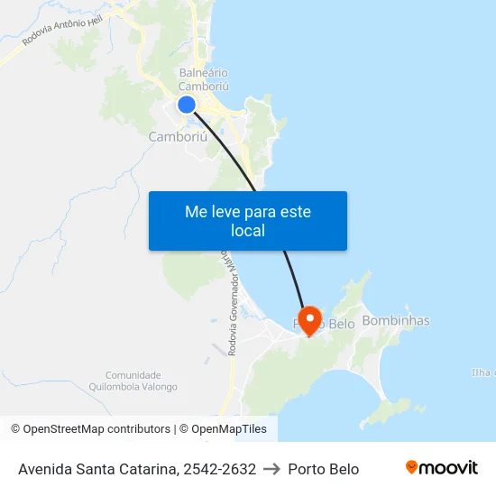 Avenida Santa Catarina, 2542-2632 to Porto Belo map