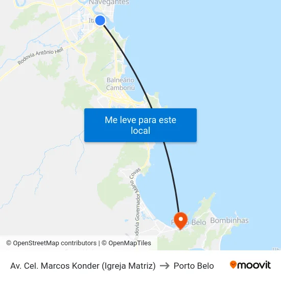 Av. Cel. Marcos Konder (Igreja Matriz) to Porto Belo map