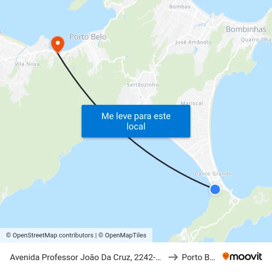 Avenida Professor João Da Cruz, 2242-2250 to Porto Belo map