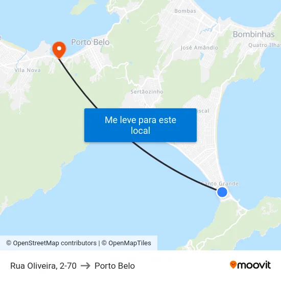 Rua Oliveira, 2-70 to Porto Belo map