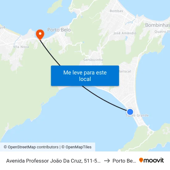 Avenida Professor João Da Cruz, 511-563 to Porto Belo map