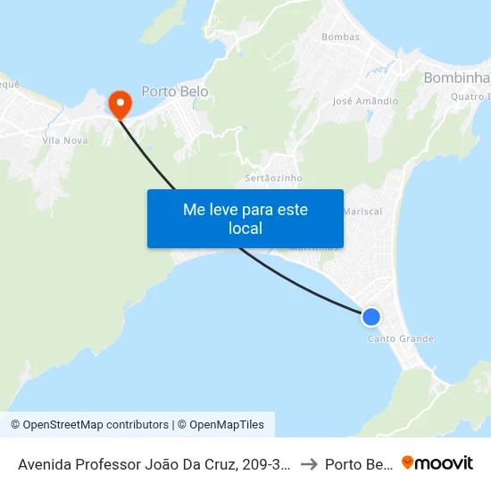 Avenida Professor João Da Cruz, 209-309 to Porto Belo map