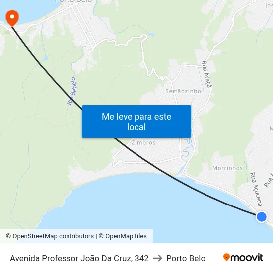 Avenida Professor João Da Cruz, 342 to Porto Belo map