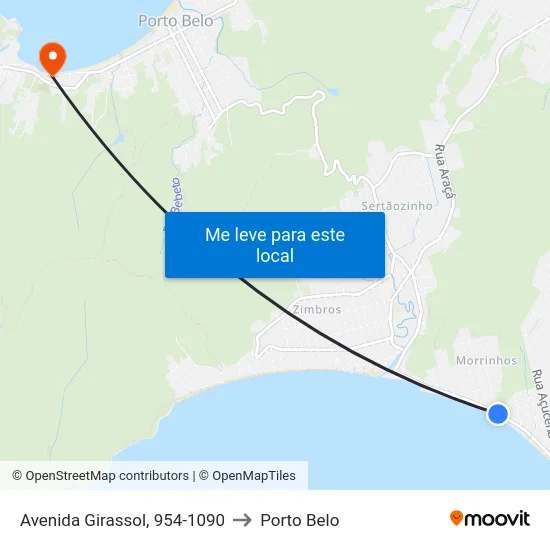 Avenida Girassol, 954-1090 to Porto Belo map