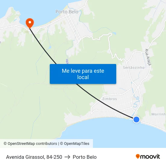 Avenida Girassol, 84-250 to Porto Belo map