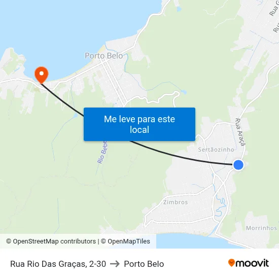 Rua Rio Das Graças, 2-30 to Porto Belo map