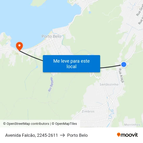 Avenida Falcão, 2245-2611 to Porto Belo map