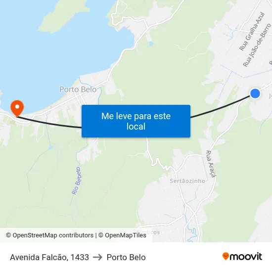 Avenida Falcão, 1433 to Porto Belo map