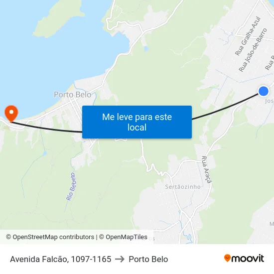 Avenida Falcão, 1097-1165 to Porto Belo map
