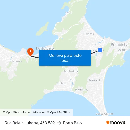 Rua Baleia Jubarte, 463-589 to Porto Belo map