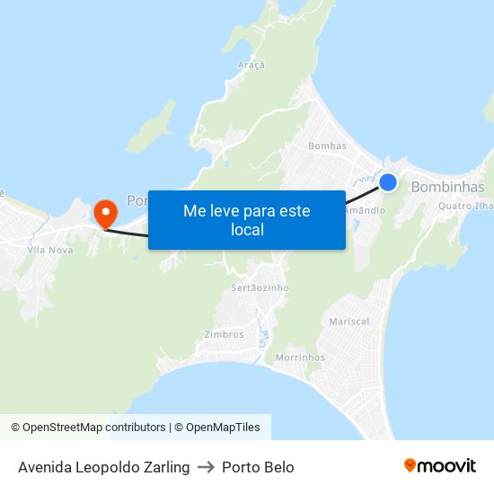 Avenida Leopoldo Zarling to Porto Belo map