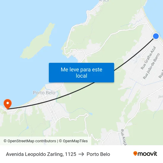 Avenida Leopoldo Zarling, 1125 to Porto Belo map