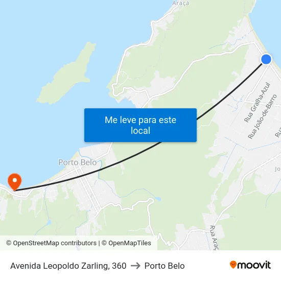Avenida Leopoldo Zarling, 360 to Porto Belo map