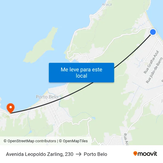 Avenida Leopoldo Zarling, 230 to Porto Belo map