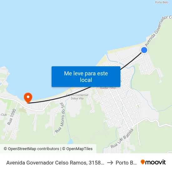 Avenida Governador Celso Ramos, 3158-3160 to Porto Belo map