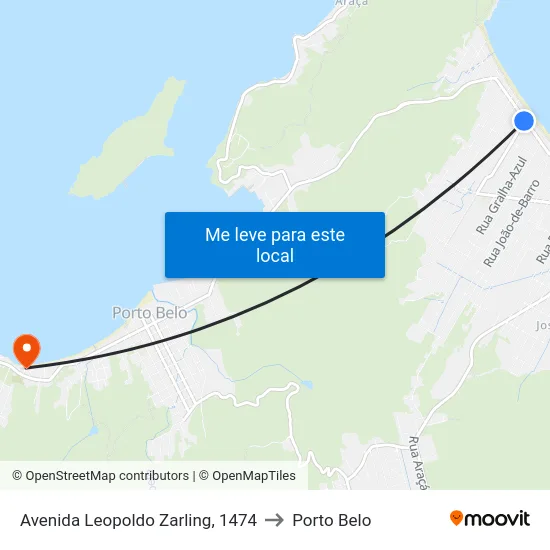 Avenida Leopoldo Zarling, 1474 to Porto Belo map