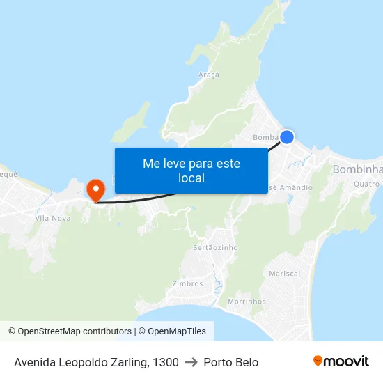 Avenida Leopoldo Zarling, 1300 to Porto Belo map