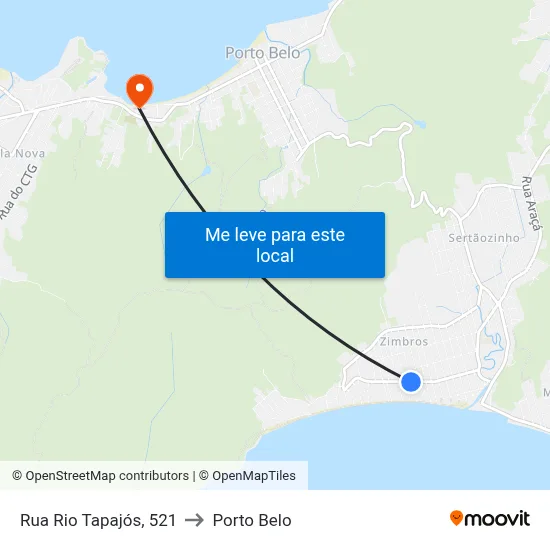 Rua Rio Tapajós, 521 to Porto Belo map