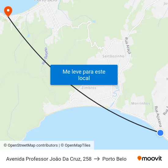 Avenida Professor João Da Cruz, 258 to Porto Belo map
