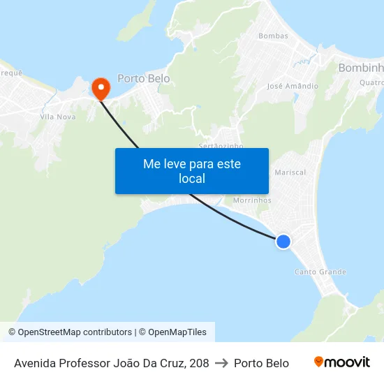 Avenida Professor João Da Cruz, 208 to Porto Belo map