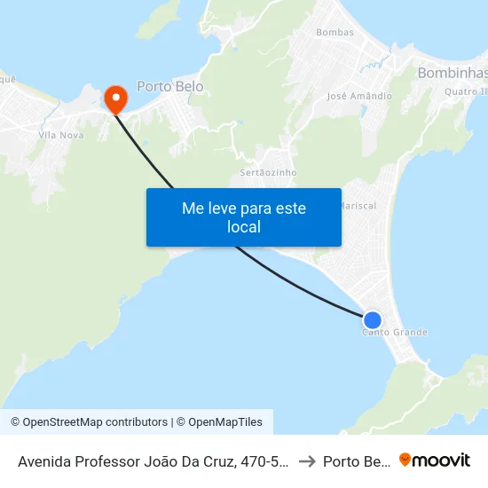 Avenida Professor João Da Cruz, 470-510 to Porto Belo map