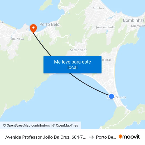 Avenida Professor João Da Cruz, 684-740 to Porto Belo map