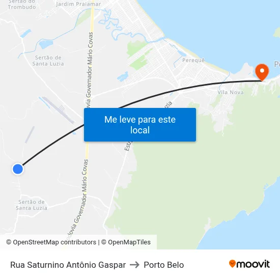 Rua Saturnino Antônio Gaspar to Porto Belo map