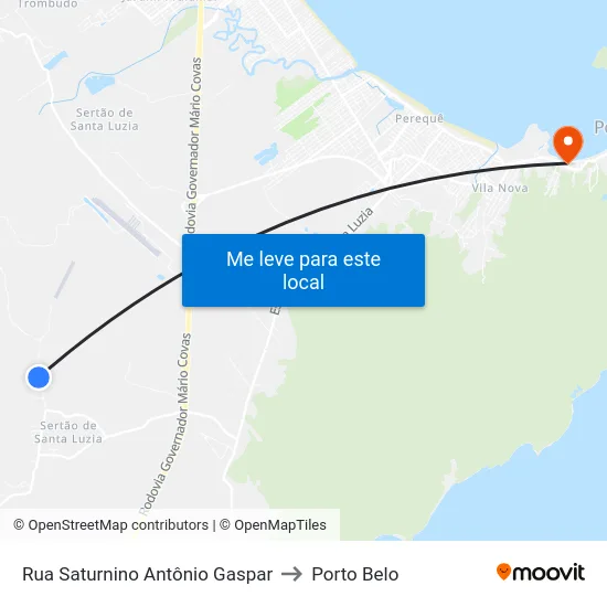 Rua Saturnino Antônio Gaspar to Porto Belo map