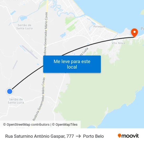 Rua Saturnino Antônio Gaspar, 777 to Porto Belo map