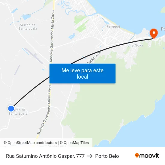 Rua Saturnino Antônio Gaspar, 777 to Porto Belo map