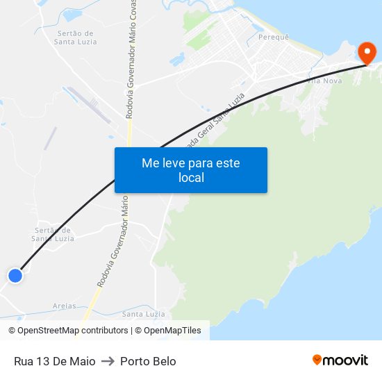 Rua 13 De Maio to Porto Belo map