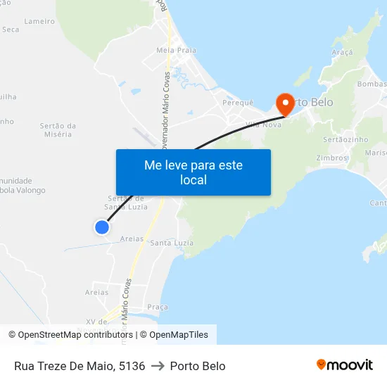 Rua Treze De Maio, 5136 to Porto Belo map