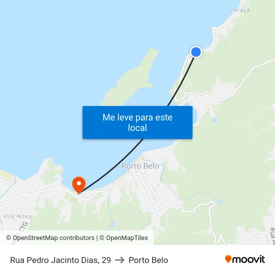 Rua Pedro Jacinto Dias, 29 to Porto Belo map