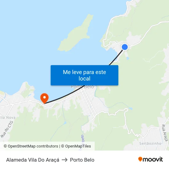 Alameda Vila Do Araçá to Porto Belo map