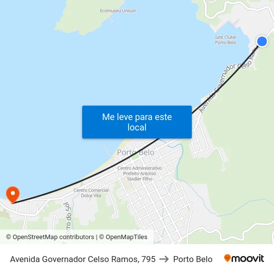 Avenida Governador Celso Ramos, 795 to Porto Belo map