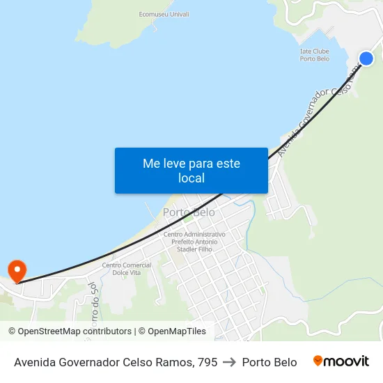 Avenida Governador Celso Ramos, 795 to Porto Belo map